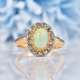 Ellibelle Jewellery Antique Opal & Rose Cut Diamond 18ct Gold Cluster Ring
