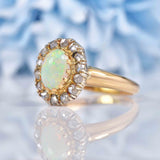 Ellibelle Jewellery Antique Opal & Rose Cut Diamond 18ct Gold Cluster Ring