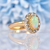 Ellibelle Jewellery Antique Opal & Rose Cut Diamond 18ct Gold Cluster Ring