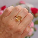 Ellibelle Jewellery Antique Oval-Cut Topaz 18ct Gold Solitaire Ring (6.06cts)