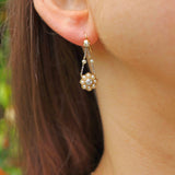 Ellibelle Jewellery Antique Pearl & Diamond Gold Drop Earrings