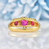Ellibelle Jewellery Antique Ruby & Old Cut Diamond 18ct Gold Belcher Ring