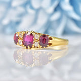 Ellibelle Jewellery Antique Ruby & Old Cut Diamond 18ct Gold Belcher Ring