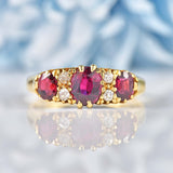 Ellibelle Jewellery Antique Ruby & Old Cut Diamond 18ct Gold Belcher Ring