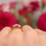 Ellibelle Jewellery Antique Ruby & Old Cut Diamond 18ct Gold Belcher Ring