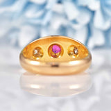 Ellibelle Jewellery Antique Ruby & Old-Cut Diamond 18ct Gold Gypsy Ring