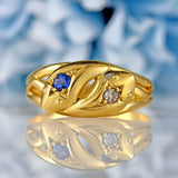 Ellibelle Jewellery Antique Sapphire & Diamond 18ct Gold Snake Ring