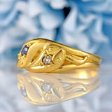 Ellibelle Jewellery Antique Sapphire & Diamond 18ct Gold Snake Ring