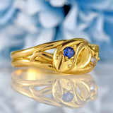 Ellibelle Jewellery Antique Sapphire & Diamond 18ct Gold Snake Ring