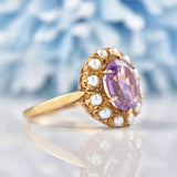 Ellibelle Jewellery Antique Style Amethyst & Pearl Gold Cluster Ring