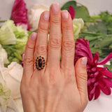 Ellibelle Jewellery Antique Style Garnet 14ct Gold Oval Cluster Ring