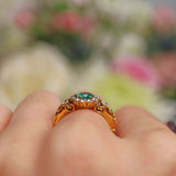 Ellibelle Jewellery Antique Style Natural Emerald & Diamond Gold Engagement Ring