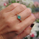Ellibelle Jewellery Antique Style Natural Emerald & Diamond Gold Engagement Ring