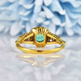 Ellibelle Jewellery Antique Style Natural Emerald & Diamond Gold Engagement Ring