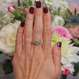Ellibelle Jewellery Antique Style Natural Emerald & Diamond Gold Engagement Ring