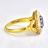 Ellibelle Jewellery Antique Style Natural Sapphire & Diamond 18ct Gold Engagement Ring