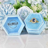 Ellibelle Jewellery Antique Style Natural Sapphire & Diamond 18ct Gold Engagement Ring
