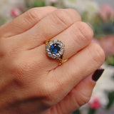 Ellibelle Jewellery Antique Style Natural Sapphire & Diamond 18ct Gold Engagement Ring