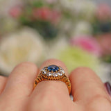 Ellibelle Jewellery Antique Style Natural Sapphire & Diamond 18ct Gold Engagement Ring
