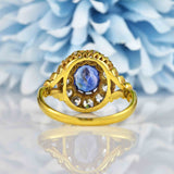 Ellibelle Jewellery Antique Style Natural Sapphire & Diamond 18ct Gold Engagement Ring