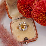 Ellibelle Jewellery Antique Style Yellow Sapphire & Diamond 18ct Gold Engagement Ring