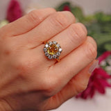 Ellibelle Jewellery Antique Style Yellow Sapphire & Diamond 18ct Gold Engagement Ring