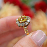 Ellibelle Jewellery Antique Style Yellow Sapphire & Diamond 18ct Gold Engagement Ring