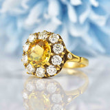 Ellibelle Jewellery Antique Style Yellow Sapphire & Diamond 18ct Gold Engagement Ring
