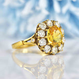 Ellibelle Jewellery Antique Style Yellow Sapphire & Diamond 18ct Gold Engagement Ring