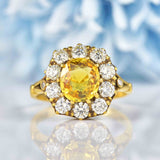Ellibelle Jewellery Antique Style Yellow Sapphire & Diamond 18ct Gold Engagement Ring