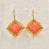 Ellibelle Jewellery Antique Victorian Coral & Gold Drop Earrings