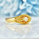 Ellibelle Jewellery Antique Victorian Diamond 18ct Gold Belcher Ring