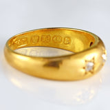 Ellibelle Jewellery Antique Victorian Diamond 18ct Gold Starburst Three-Stone Gypsy Ring