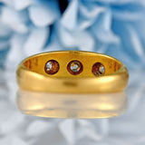 Ellibelle Jewellery Antique Victorian Diamond 18ct Gold Starburst Three-Stone Gypsy Ring