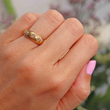 Ellibelle Jewellery Antique Victorian Diamond 18ct Gold Starburst Three-Stone Gypsy Ring