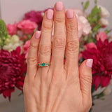 Ellibelle Jewellery Antique Victorian Emerald & Diamond 18ct Gold Five-Stone Ring