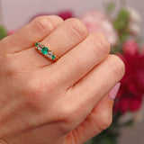 Ellibelle Jewellery Antique Victorian Emerald & Diamond 18ct Gold Five-Stone Ring