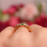 Ellibelle Jewellery Antique Victorian Emerald & Diamond 18ct Gold Five-Stone Ring
