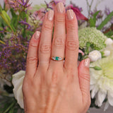Ellibelle Jewellery Antique Victorian Emerald & Diamond Carved Half-Hoop Ring