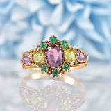 Ellibelle Jewellery Antique Victorian Garnet & Chrysoberyl 15ct Gold Ring
