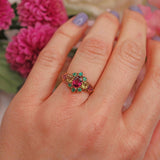 Ellibelle Jewellery Antique Victorian Garnet & Chrysoberyl 15ct Gold Ring