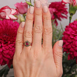 Ellibelle Jewellery Antique Victorian Garnet & Chrysoberyl 15ct Gold Ring
