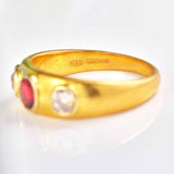 Ellibelle Jewellery Antique Victorian Natural Ruby & Old Cut Diamond Gold Gypsy Ring