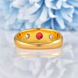 Ellibelle Jewellery Antique Victorian Natural Ruby & Old Cut Diamond Gold Gypsy Ring