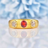 Ellibelle Jewellery Antique Victorian Natural Ruby & Old Cut Diamond Gold Gypsy Ring