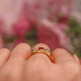 Ellibelle Jewellery Antique Victorian Natural Ruby & Old Cut Diamond Gold Gypsy Ring