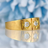 Ellibelle Jewellery Antique Victorian Old-Cut Diamond 18ct Gold Three-Stone Gypsy Ring