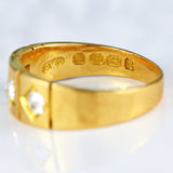 Ellibelle Jewellery Antique Victorian Old-Cut Diamond 18ct Gold Three-Stone Gypsy Ring