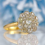 Ellibelle Jewellery Antique Victorian Old-Mine-Cut 18ct Gold Platinum Diamond Cluster Ring (1.17ct