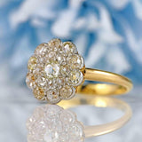 Ellibelle Jewellery Antique Victorian Old-Mine-Cut 18ct Gold Platinum Diamond Cluster Ring (1.17ct